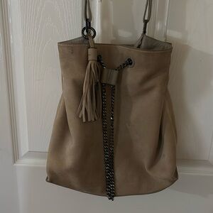 Mackage Ellyn SAND SUEDE DRAWSTRING BUCKET BAG